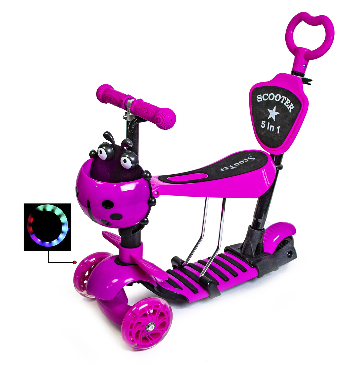 

Самокат Scooter "Божья коровка" 5in1. Pink (многофункциональный, Розовый