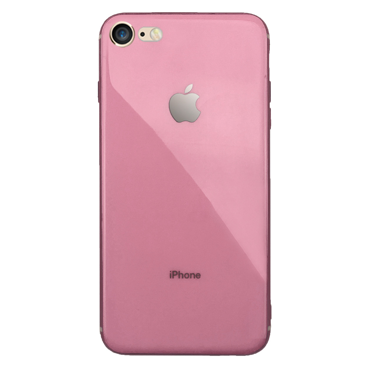 

Чехол накладка xCase на iPhone 7/8/SE 2020 Glass Silicone Case Logo pink