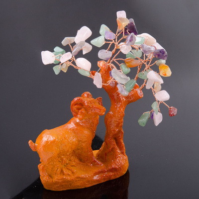 Денежное дерево из самоцветов в керамике - Козерог, Овен, Коза