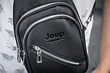 Мужская маленькая сумка слинг черная нагрудная JEEP TWO через плечо экокожа, фото 5