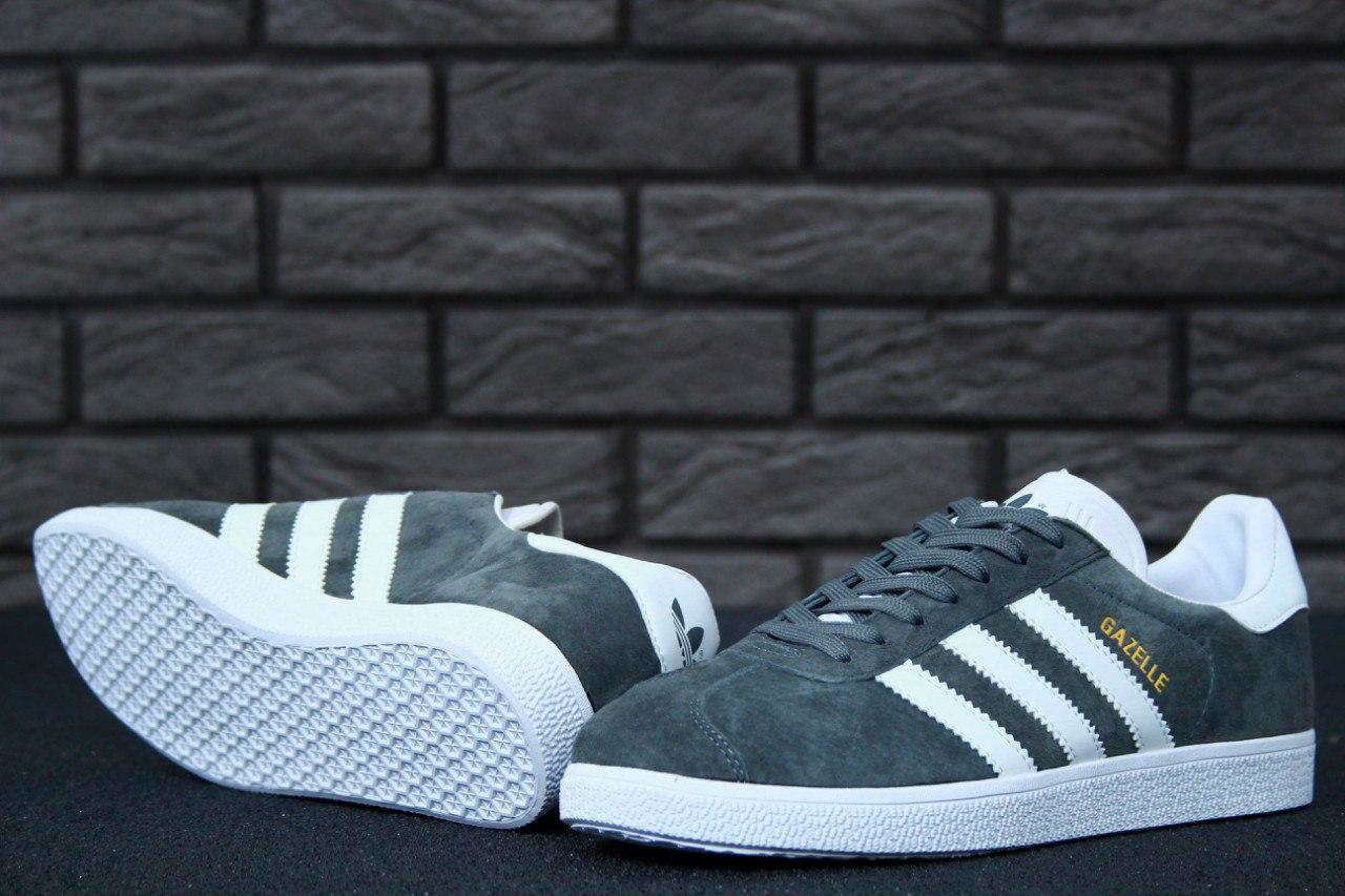 

Кроссовки мужские Adidas Gazelle серые, Адидас Газель, натуральная замша, код KD-11247