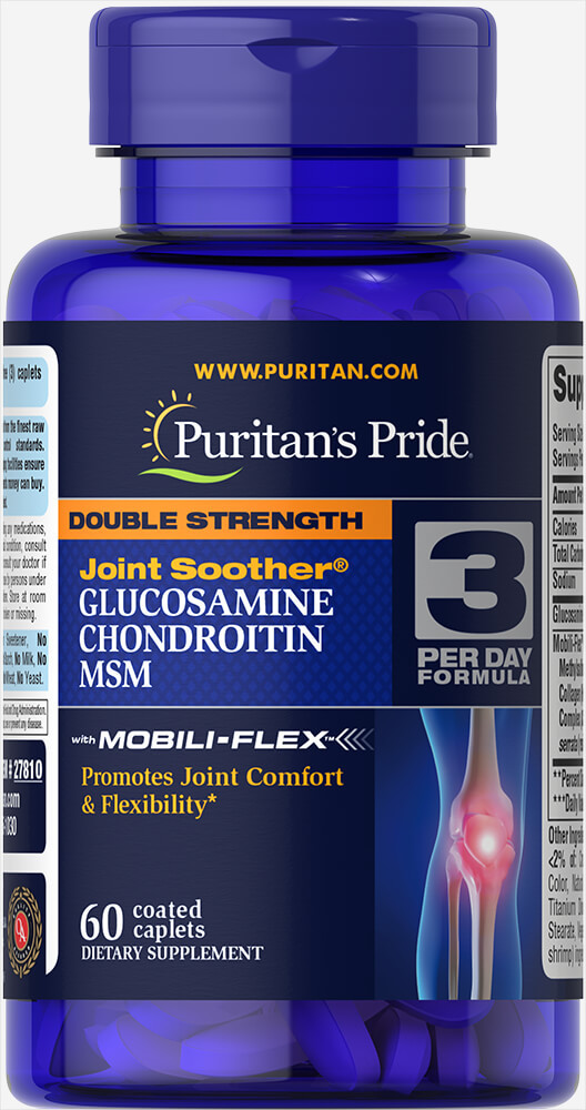 

Глюкозамин Хондроитин МСМ Puritan's Pride Glucosamine Chondroitin MSM Double Strength 60 каплет