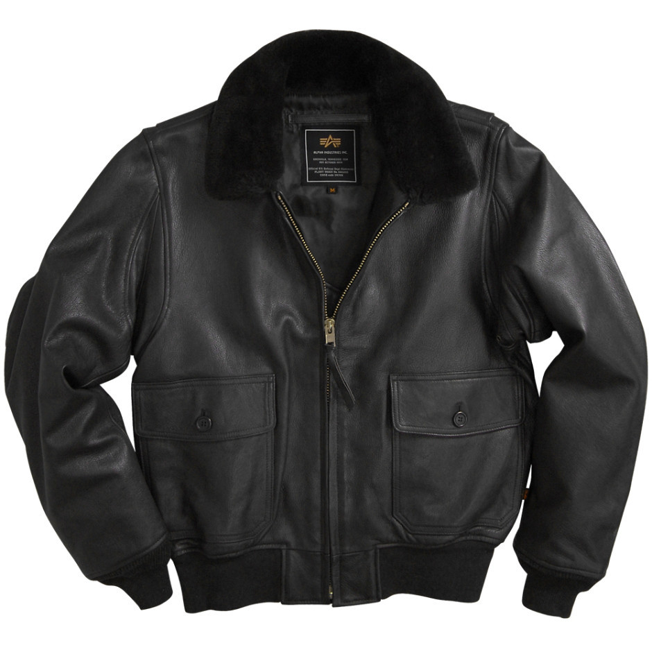 Кожаная летная куртка G-1 Leather Jacket Alpha Industries (черная)