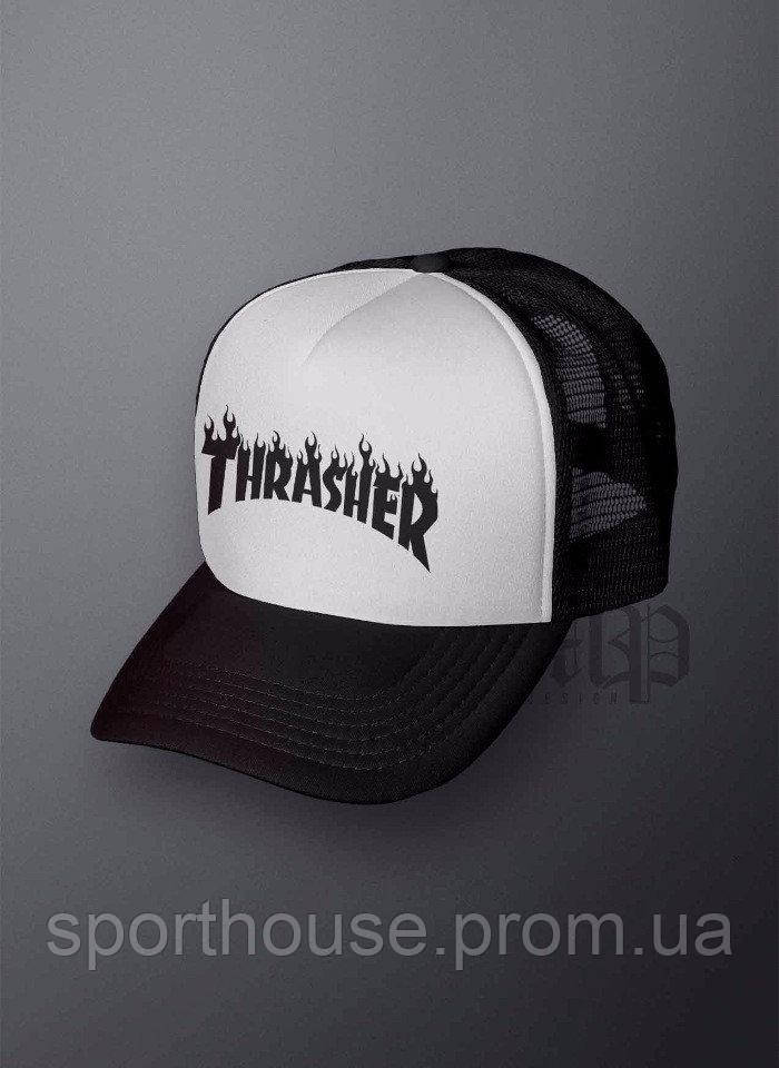 

Спортивная кепка Thrasher, Трешер, тракер, летняя кепка, мужская, женская, белого и черного цвета, копия, Черный