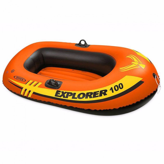 Одноместная детская надувная лодка Intex 58329 EXPLORER 100 до 55 кг 147X84X36 см оранжевая