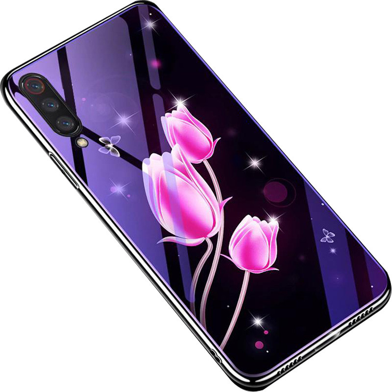 

TPU+Glass чехол Fantasy с глянцевыми торцами для Xiaomi Mi 9 SE, Тюльпаны