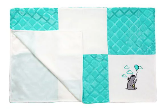 

Мягкое одеяло "Minky patchwork" Babyono 75*100 см, Белый с мятным