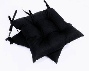 Подушка для стула черная на 4 завязки Gold  40*40 см  