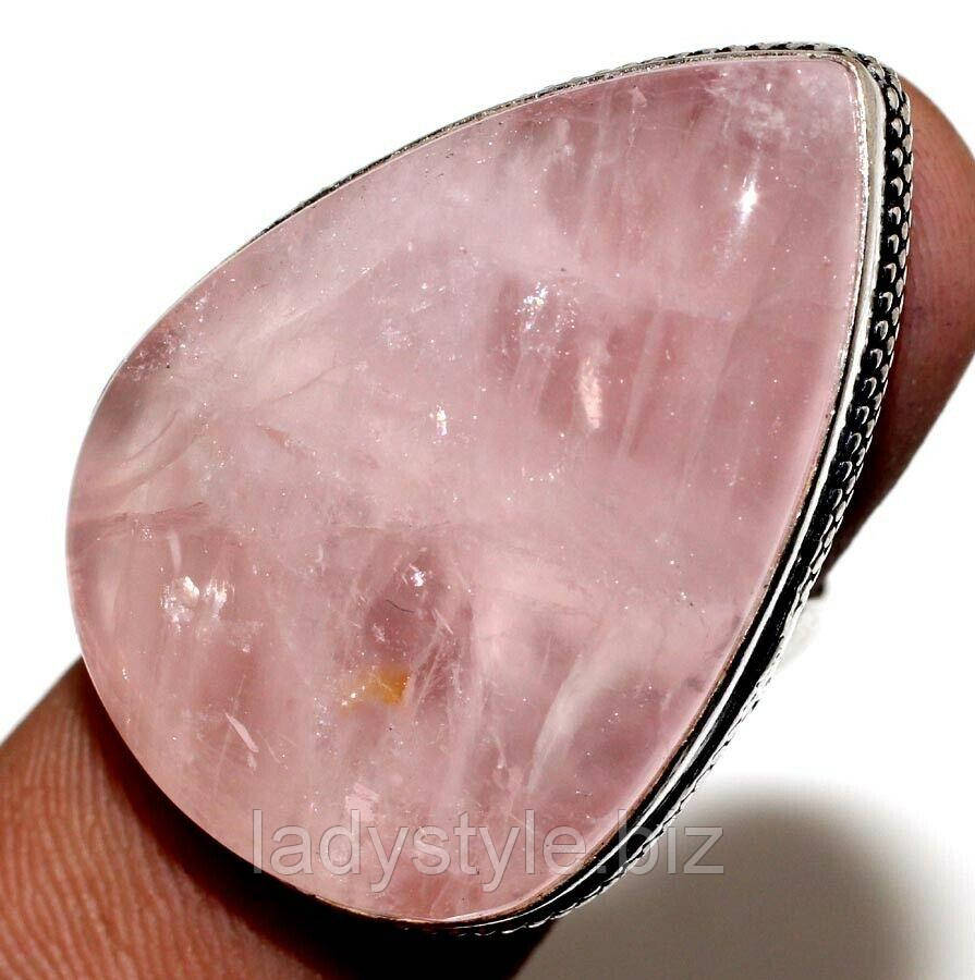 

Серебряное Кольцо с розовым кварцем "КАпля", размер 17.3