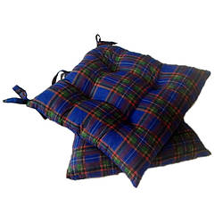 Подушка на стул Шотландка синяя  40*40 см