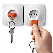 Ключниця настінна і брелок для ключів Unplug Qualy (білий-помаранчевий), фото 2