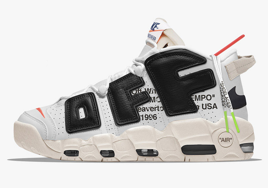 

Баскетбольні кросівки Nike Air More Uptempo & Off-White. Розмір 45, Белый