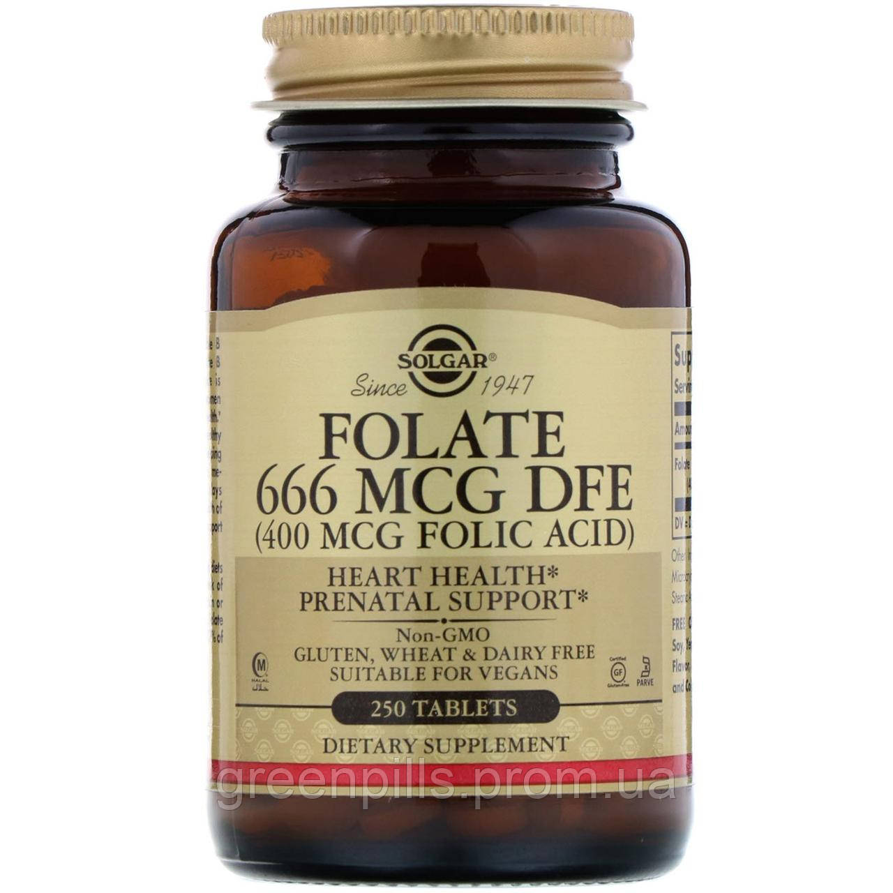 

Фолиевая кислота (Folic Acid), Solgar, 400 мкг, 250 таблеток