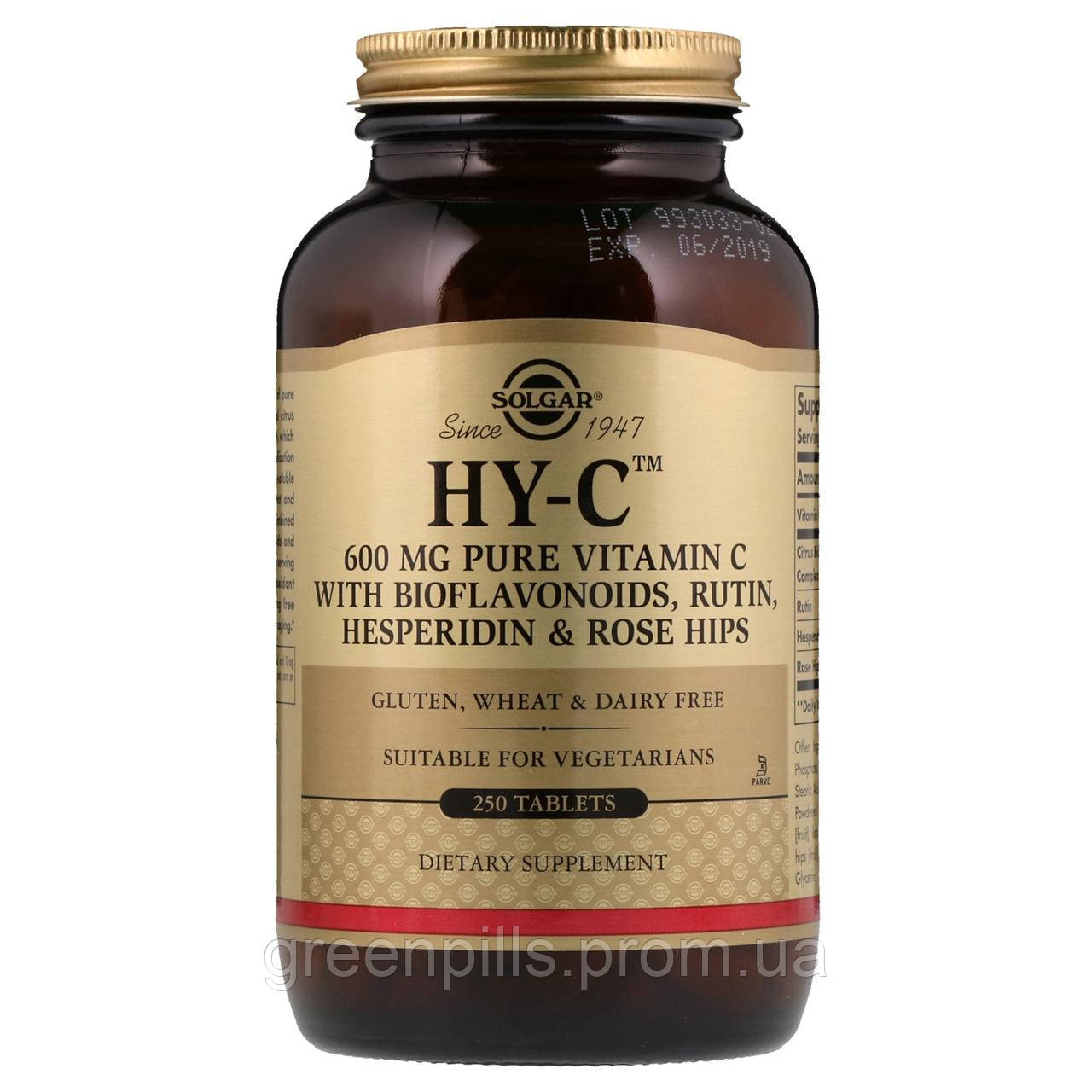 

Витамин С с биофлавоноидами, HY-C, Vitamin C, Solgar, 250 таблеток