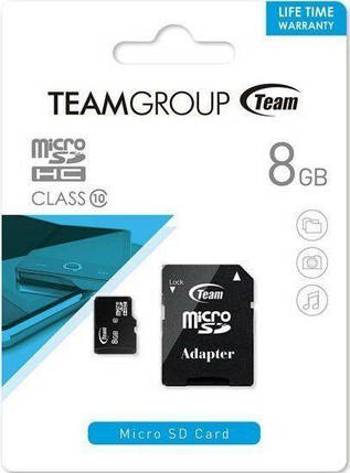 Team MicroSDHC 8 GB Class 10 + adapter, фото 2