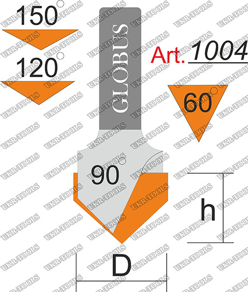 

Фреза Globus 1004 пазовая V-образная O90 D32 h32 d8