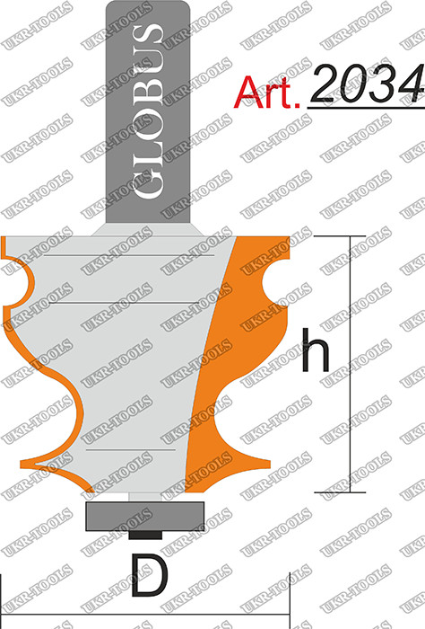 

Globus Фреза Глобус 2034 кромочная фигурная с нижним подшипником D27 h4