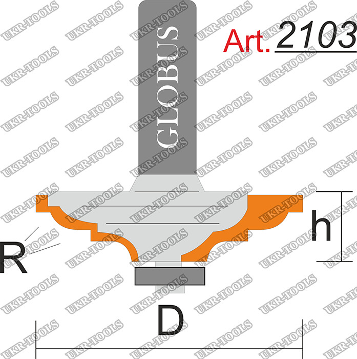 

Globus Фреза Глобус 2103 кромочная калевочная R6 D40 h10 d8