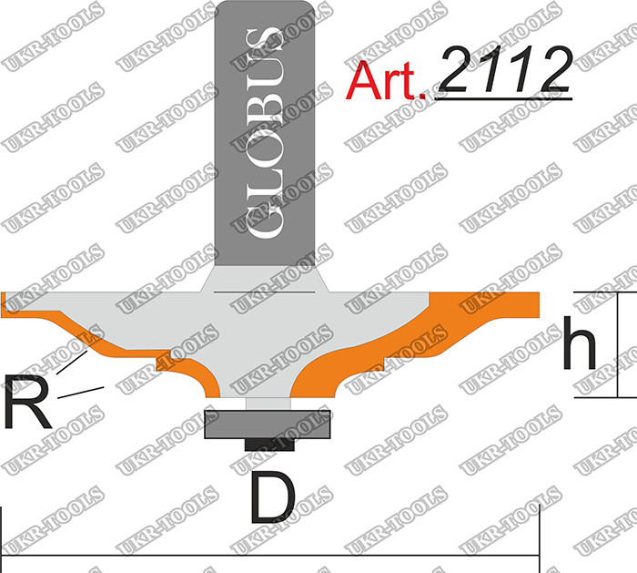 

Globus Фреза Глобус 2112 фигирейная горизонтальная R3 D40 h12 d8