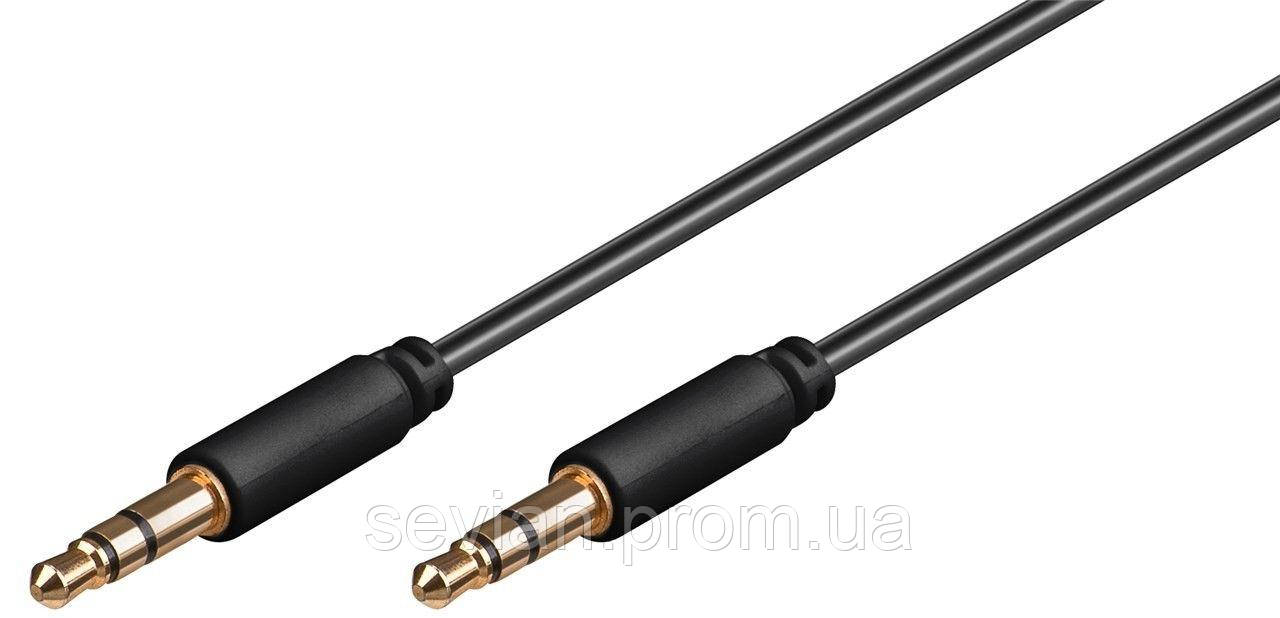 

Кабель аудіо-сигнальний Jack 3.5мм 3pin M/M 3 м Goobay Shielded AWG28 D=2.6мм AUX Cu Черный(75.06.9108)