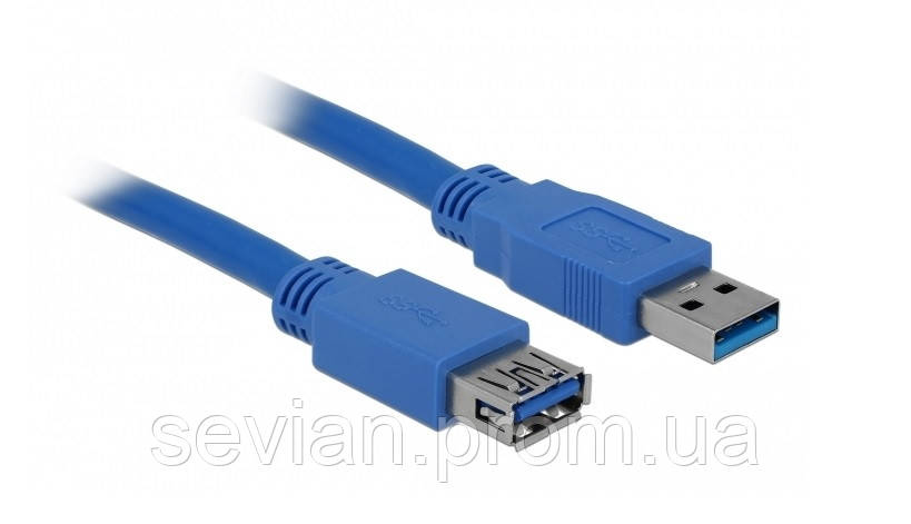 

Кабель пристроїв-подовжувач USB3.0 A M/F 1 м Delock AWG24+28 D=5.5мм Cu Синий(70.08.2538)