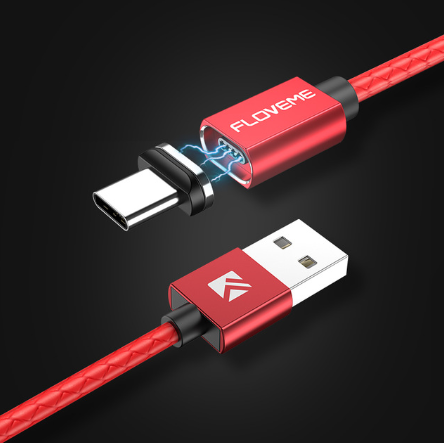 

Магнитный кабель Floveme 3А USB Type-C 100см Магнитная зарядка 1м Красный