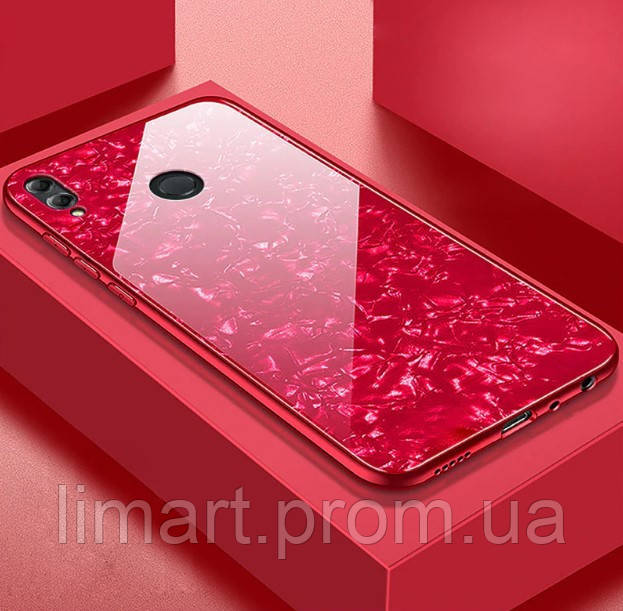 

Чехол мрамор для Huawei Honor 8X Glass case (Красный) (000001448