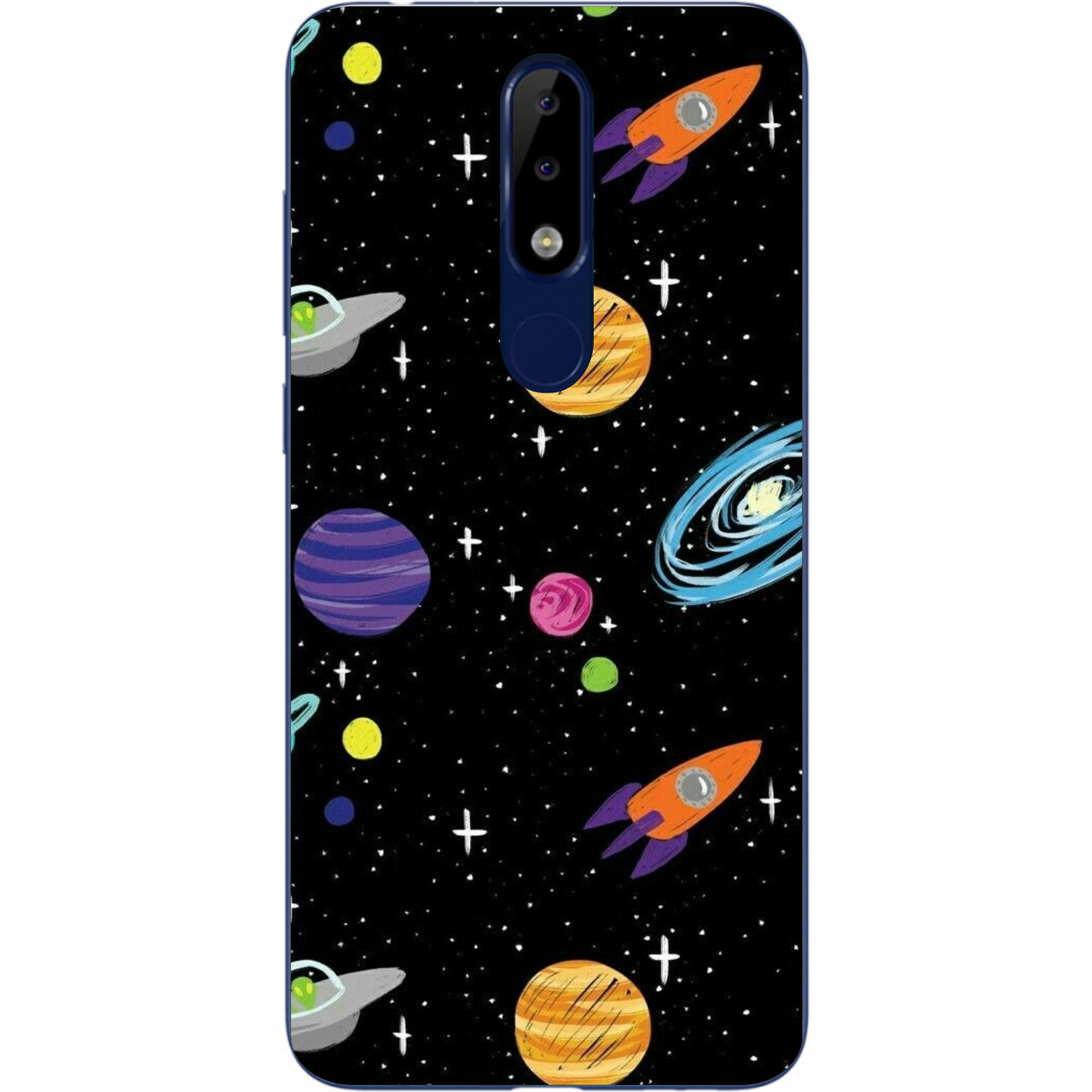 

Оригинальный силиконовый бампер чехол для Nokia 5.1 Plus с картинкой Яркие планеты, Разные цвета