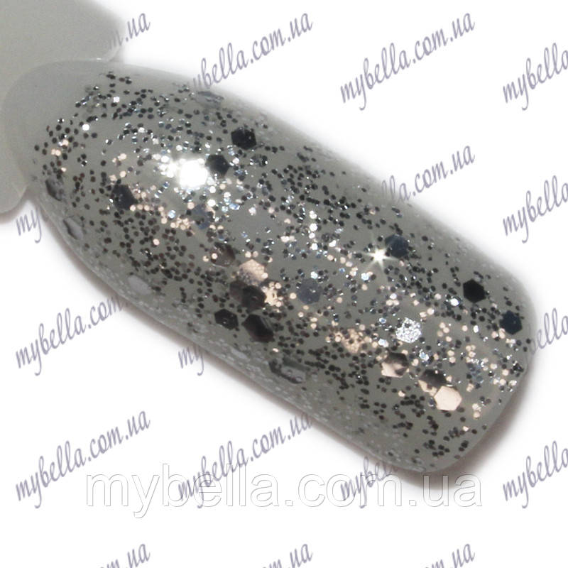 Гель-лак Kodi № 150 SH полупрозрачная основа, плотно насыщенная серебр