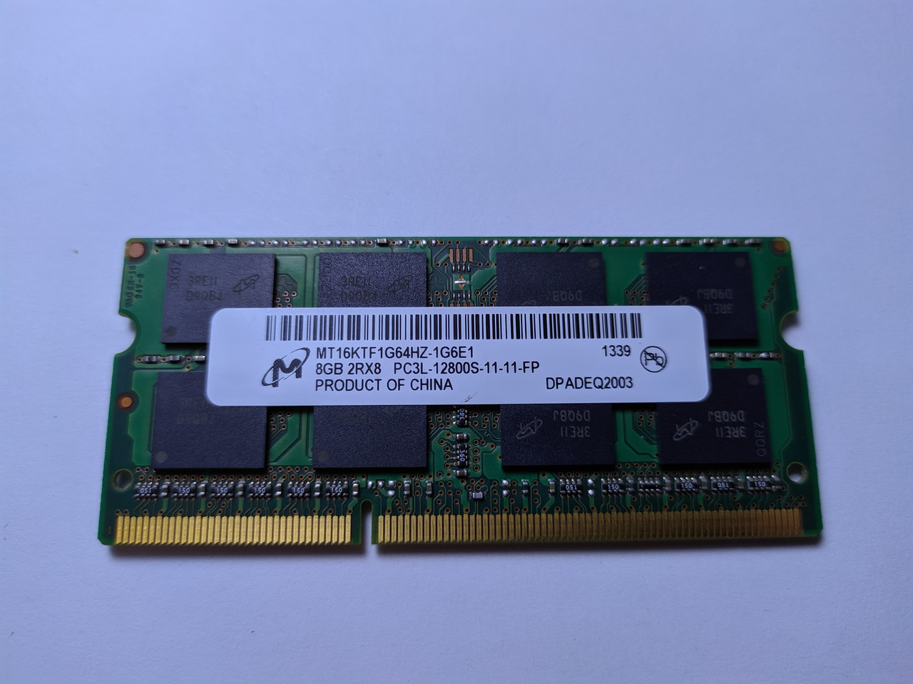 Оперативная память для ноутбука (ОЗУ) Micron SODIMM DDR3L 8Gb 1600MHz 