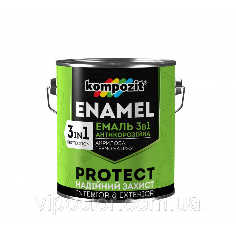 

Kompozit Эмаль антикоррозионная 3 в 1 PROTECT Белая 2,7кг RAL 9016