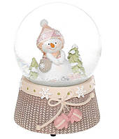 Новогодний снежный шар  "Снеговик среди елок" водяной шар с заводным механизмом и музыкой