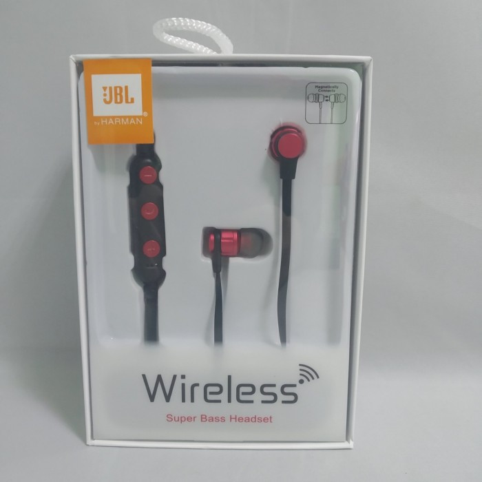 

Беспроводные вакуумные Bluetooth JBL B009 SPORT магнит Чёрные с красным