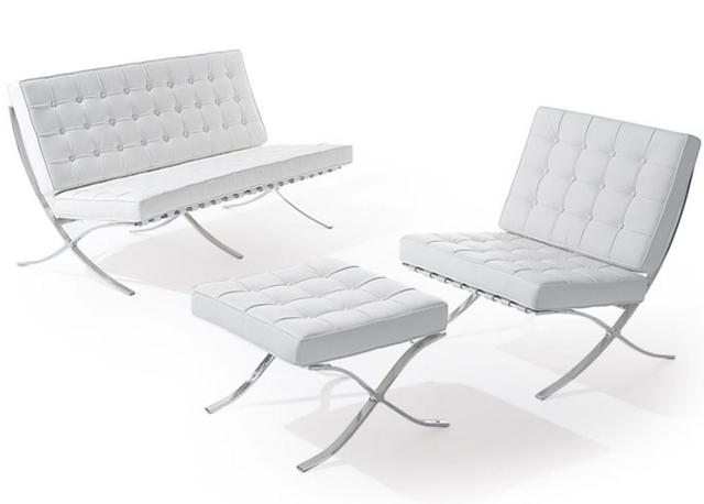 Диван Барселона, 2-местный, кресло, оттоманка, нержавеющая сталь, цвет белый (2)