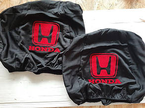 Чехлы на подголовник Honda Хонда черные с красным 2 шт