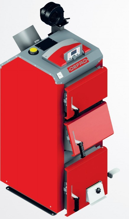 Котел твердопаливний DEFRO BN PLUS (з автоматикою) 15 кВт. червоно-сірий