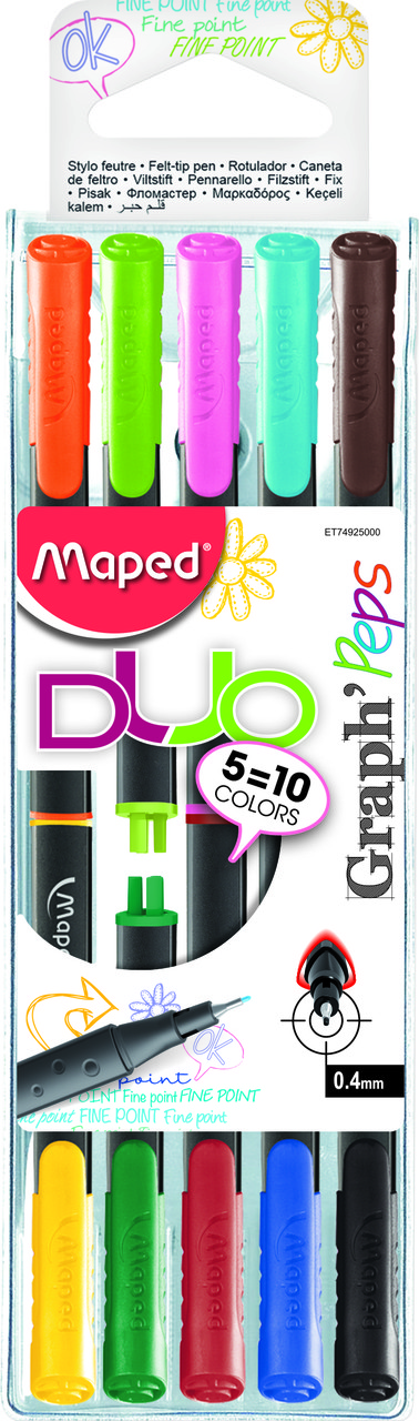 

Набор из 5 ручек-линеров Maped Graph Peps Duo 0.4 мм 10 цветов