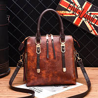 Маленька жіноча сумка JingPin з бічними застібками коричнева, фото 1