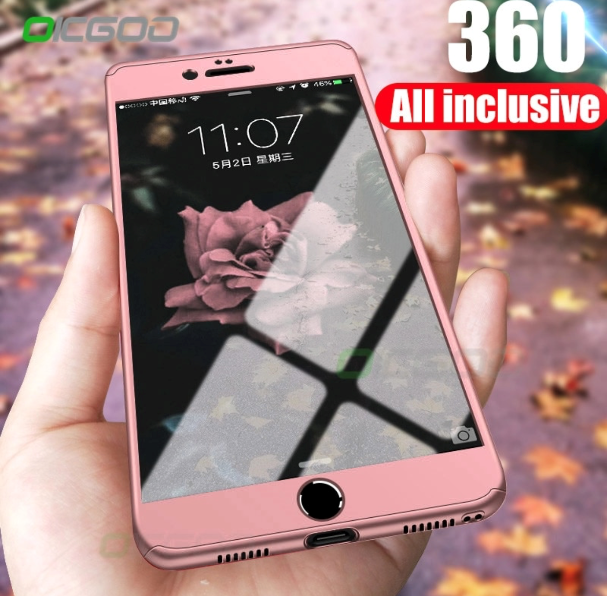 

Чехол 360° для Iphone 6/6S + стекло Full Protection pink, Розовый