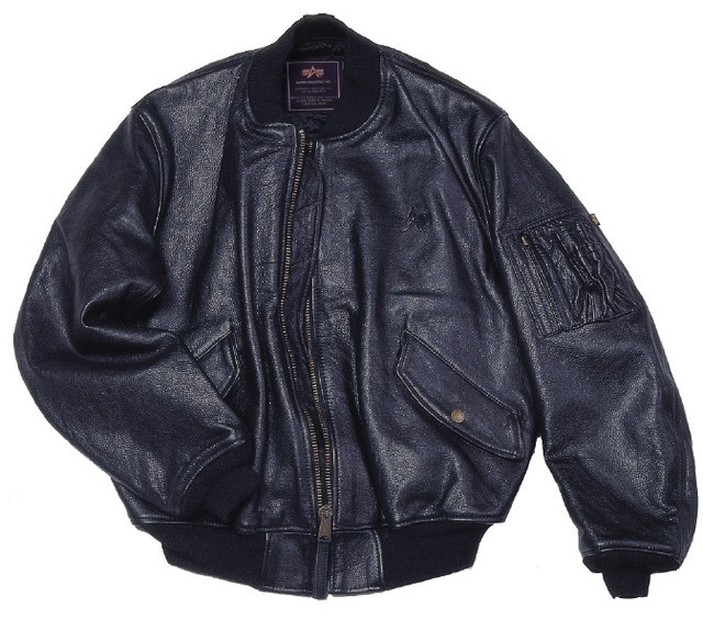 Кожаная летная куртка Ma-1 Leather Alpha Industries, Usa (черная)