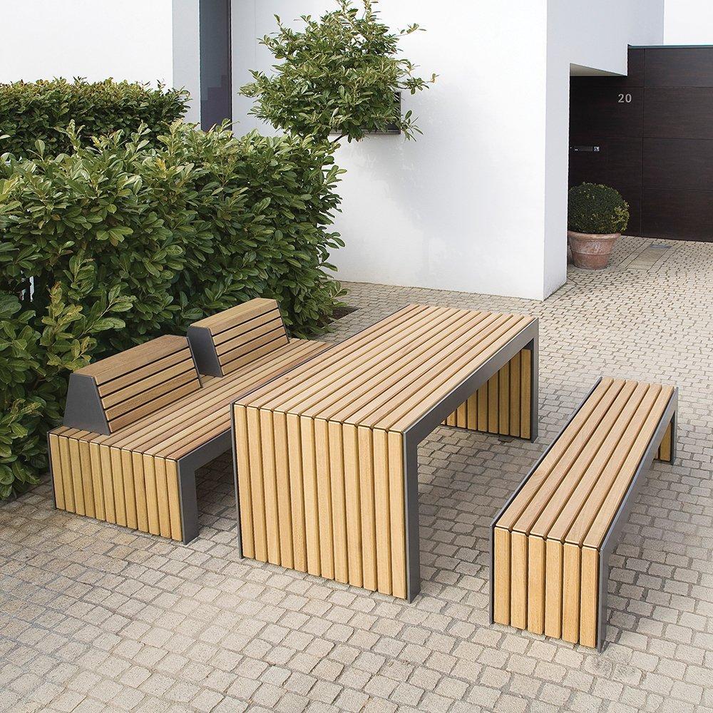 Садовый стол со скамейкой и лавочкой в стиле LOFT (Garden Table - 15)