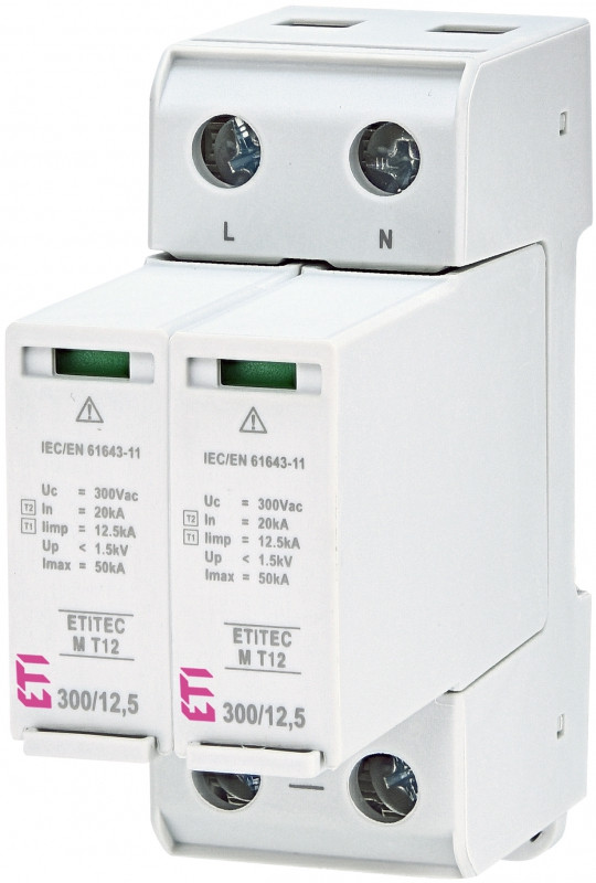 Обмежувач перенапруги ETITEC M T12 300/12,5 (2+0, 2p, TNC-S)