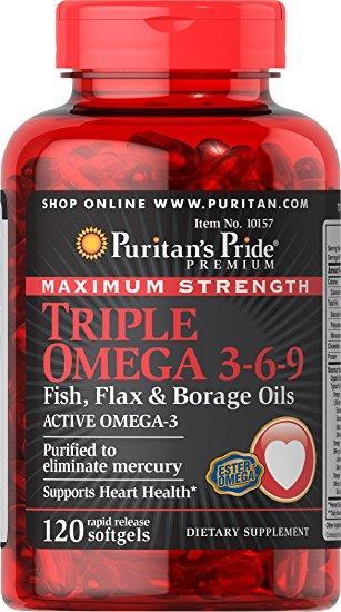 

Omega 3-6-9 Triple maximum strength (120 softgels) жирные кислоты Puritan's Pride