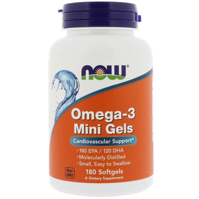 

Рыбий жир NOW Foods "Omega-3 Mini Gels" поддержка сердечно-сосудистой системы (180 гелевых мини-капсул)