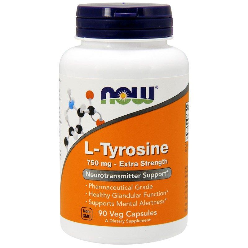 L-тирозин NOW Foods "L-Tyrosine" двойная концентрация, 750 мг (90 капсул)