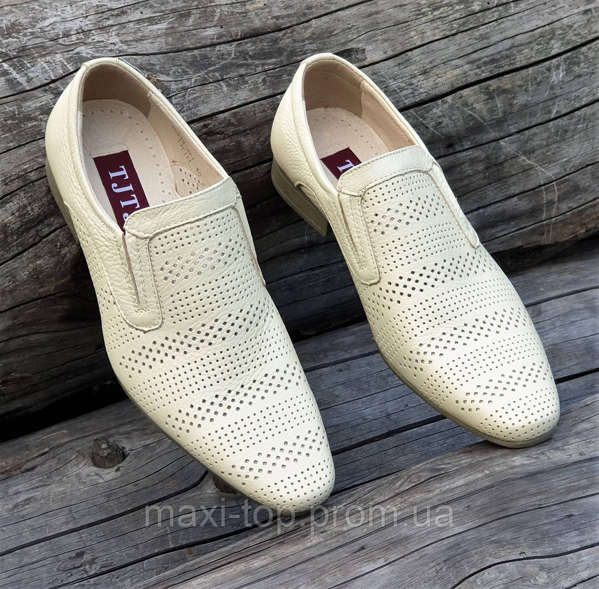 

Мужские летние туфли кожаные классические модельные бежевые (Код: М1512а) 41