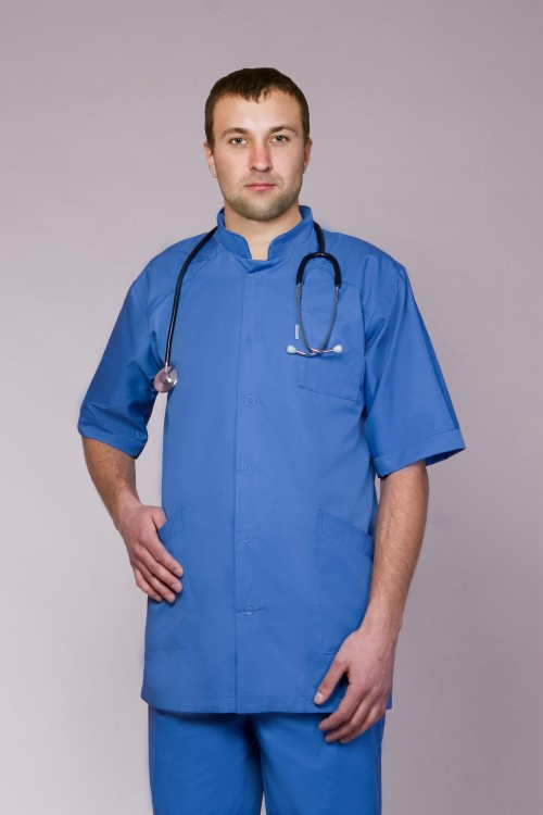 

Мужской синий медицинский костюм