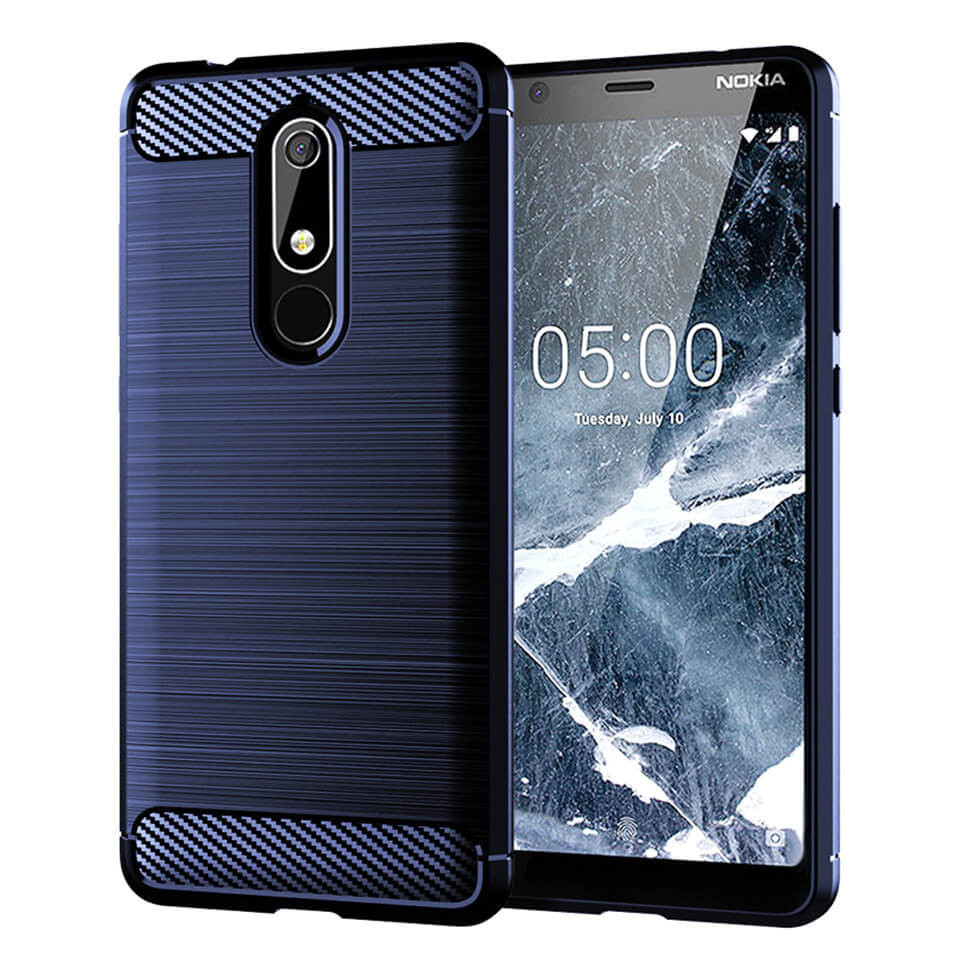 

Чехол Lenuo Carbon Fiber для Nokia 5.1 Navy Blue, Синий