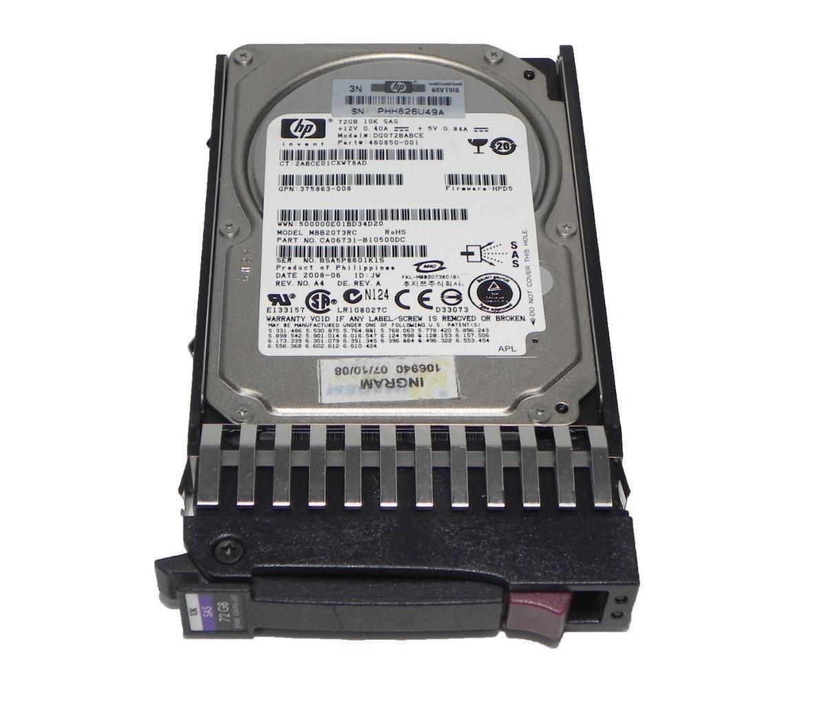 

Жесткий диск для сервера 72Gb HP 460850-001, 10000rpm 32MB (DG072BABCE) 2.5" SAS Б/У