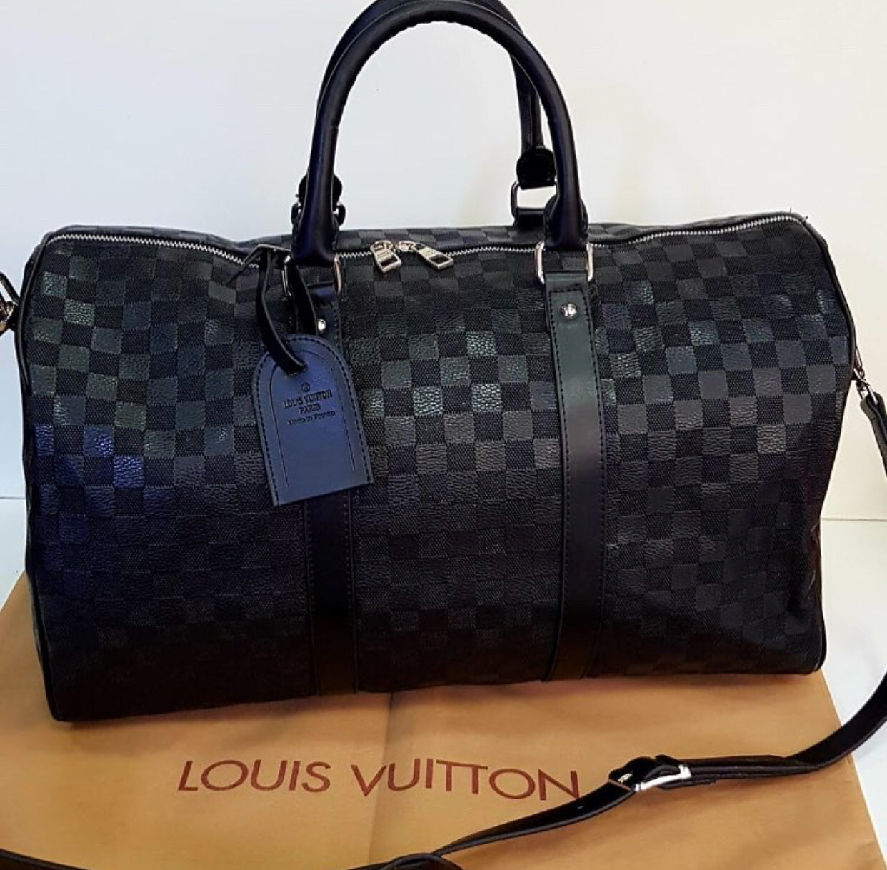 

Дорожная Сумка ручная кладь Louis Vuitton Луи Витон LKeepall Damier Infini, Черный